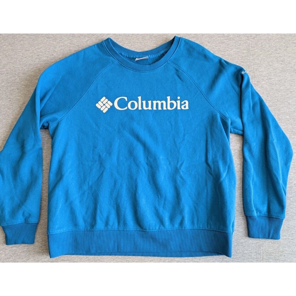 Columbia Sweatshirt Men XL Blue Cotton Polyester Logo Crew Neck Gorpcore Outdoor